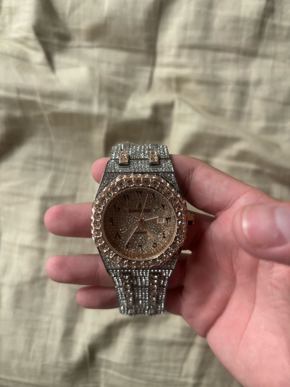 Audemars Piguet Rose Gold and Silver Diamond-Accented Watch